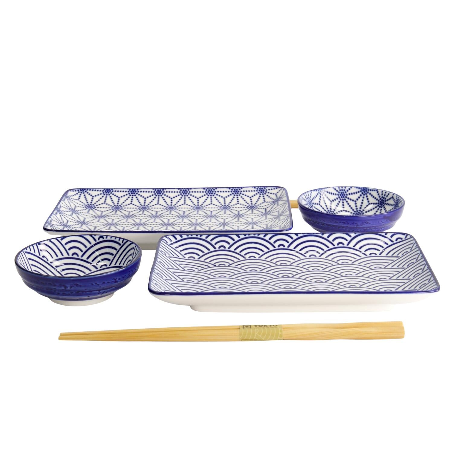 Nippon Blue Sushi sæt, Wave/Star - 6 dele